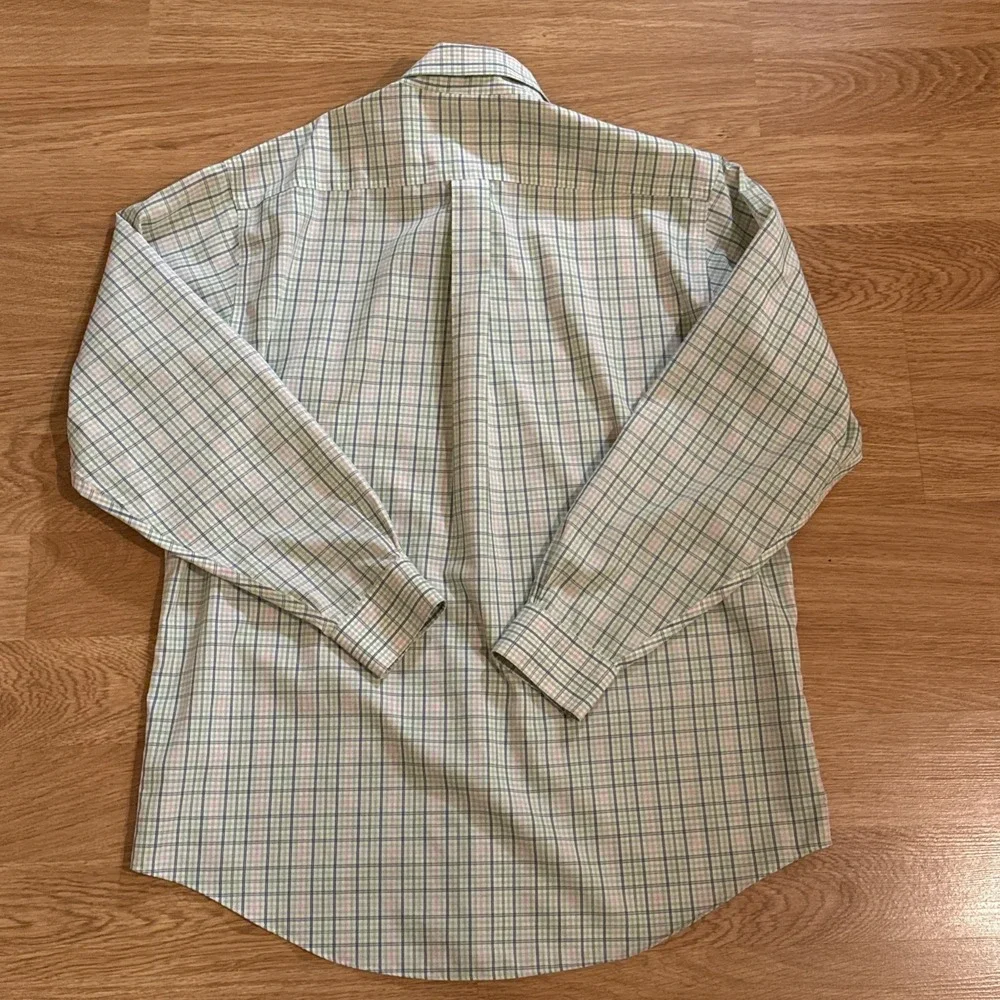 Brooks Brothers Shirt‎ Men's Medium Multicolor Plaid Non-Iron 100% Cotton Preppy